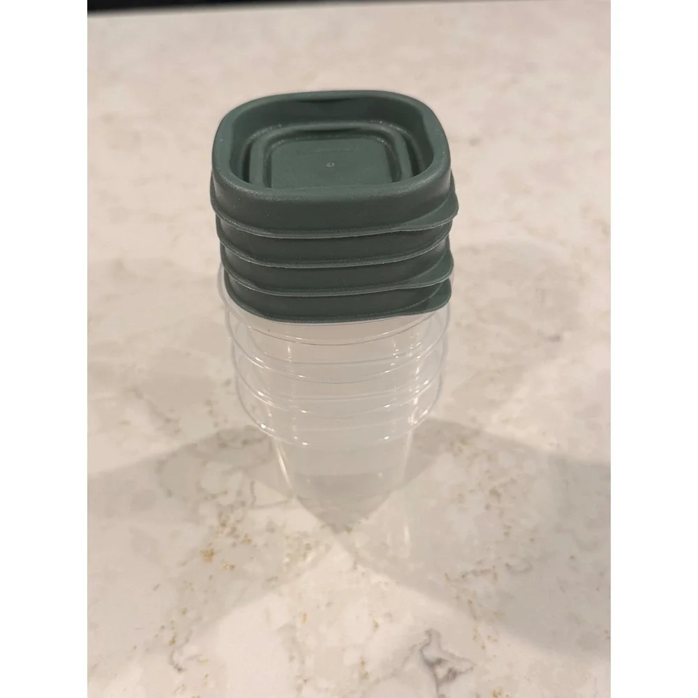 Rubbermaid TakeAlongs 4oz Small Food Storage Containers Green Lids Set of 4 7J53